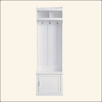 Minimalist Slim Hall Tree With Cabinet & 6 Hanging Hooks, Multi-Functional Storage Bench With Coat Rack, Elegant Foyer Cabinet For Hallway, Living Roo by Red Barrel Studio