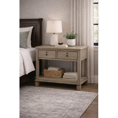Danar 2-Drawer Transitional Nightstand In Gray Oak by Rosalind Wheeler