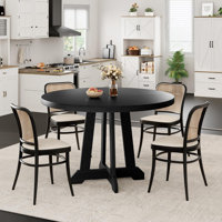 Round Dining Table for 4~6 People, 47 Inch Round Dining Table, Wooden Kitchen Table with Sturty Legs, Dining Room Table for Dining Room, Kitchen by August Grove