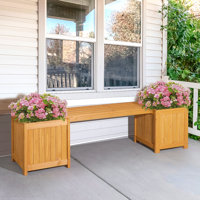 2-In-1 Outdoor Wood Garden Bench With Raised Planter Boxes by Ophelia & Co.