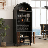 71" Tall Bar Cabinet Kitchen Buffet Sideboard, Arched Coffee Bar Cabinet,