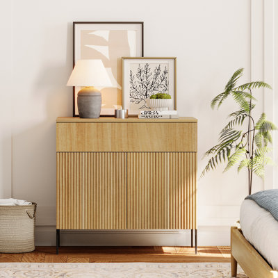 Union Rustic 31.5" Reeded Baby Dresser With Drawer, Wooden Kids Dressers With Doors, Modern Small Dressers For Bedroom, Nursery, Hallway by WAMPAT