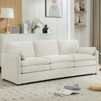 Cozy Chenille 3-seater Sofa With Plush Double Cushion, Ergonomic Design, Beige | Comfortable Cloud Sofa For Living Room by Ivy Bronx