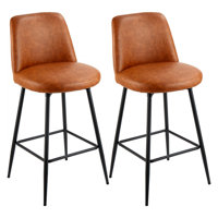 Bar Stool, Counter Height Swivel Stools, Modern PU Leather Counter Barstool with Backrest and Metal Legs, Armless Bar Chair, Island Barstool for Kitch