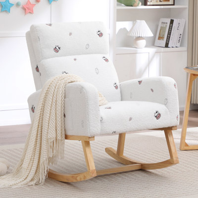 Teddy Nursery Glider Chair with Cartoon Patterns by Harper Orchard