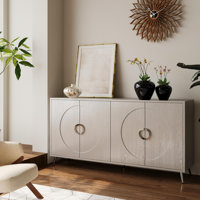 Modern Lacquered 4-Door Wooden Cabinet, Sideboard Buffet Server with Ample Storage for Living Room, Entryway, Hallway, Office, Kitchen and Dining Room by Latitude Run