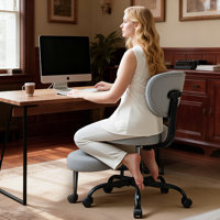 Ergonomic Kneeling Chair - Adjustable Cross-Legged Office Chair with 360° Footrest, Seat & Wheels for Active Sitting, Office, ADHD & Meditation by Inbox Zero