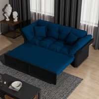 74.8" Queen Pull Out Sofa Bed - 3-in-1 Convertible Sleeper Tufted Sofa with 2 Soft Pillows, Multi-Functional Velvet Loveseat Bed by Latitude Run