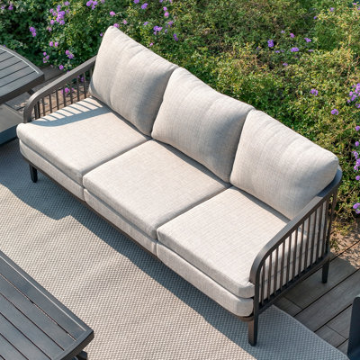 Asheville Patio Aluminum 3 Seater Sofa With Cushions by Peak Home Furnishings