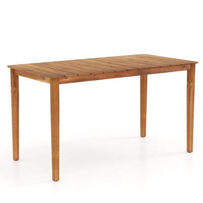Rectangular Outdoor Dining Table 4-6 People Large Acacia Wood Patio Bistro Table by Ebern Designs
