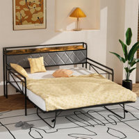 Fabric Daybed With Trundle Bed, Upholstered Day Bed With LED Light And Charing Station by Latitude Run
