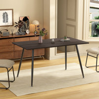 51.2" Modern Rectangular Dining Table With Wood Finish Top And Black Metal Legs by 17 Stories