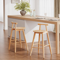 Indoor Rubberwood Barstool, Natural Finished, Set of 2 by Corrigan Studio