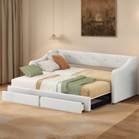 Convertible Twin XL To King Daybed With Upholstered Design And Storage Drawers by Latitude Run