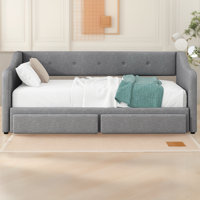Convertible Twin XL To King Daybed With Upholstered Design And Storage Drawers by Latitude Run