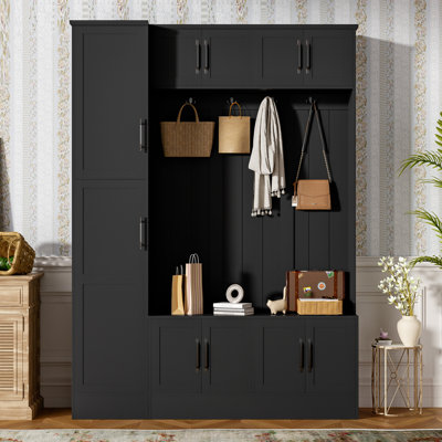59" Wide Entry Hall Tree With 6 Cabinets And Adjustable Shelves by Red Barrel Studio