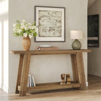 63" Solid Wood Console Table for Entryway, Living Room, Farmhouse Entryway Table with 2-Tier Shelf by Millwood Pines