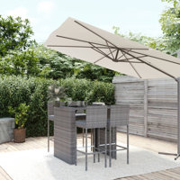 Garden Bar Set Grey PE Rattan