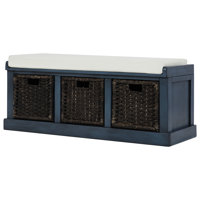 Storage Bench with Removable Classic Basket, Entryway Bench with Removable Cushion by Winston Porter