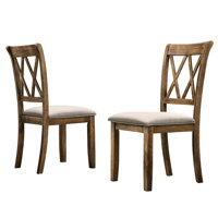 2 Upholstered Dining Chair - Build Cozy Foam Cushion Upholstery Brown 20"w X 19"d 38"h Cottage Oak Finish Of 2 Hardwood Chairs Cushioned Seats 20" W 1 by Gracie Oaks