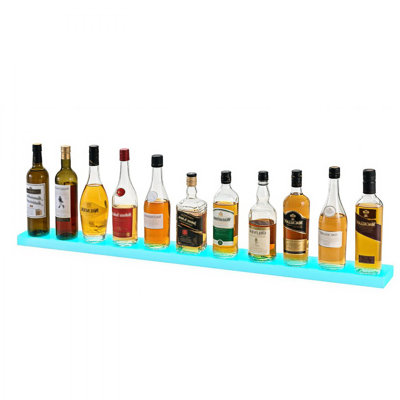 LED Lighted Liquor Bottle Display, 1-Tier Whiskey Rack, Supports USB, Illuminated Home Bar Shelf with RF Remote & App Control, 7 Static Colors, Acryli