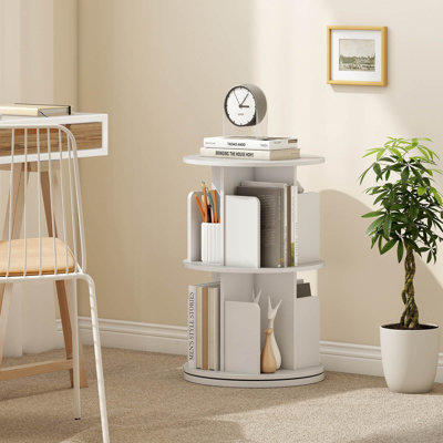 1 PCS Rotating Bookshelf 360° Display Rack with Dividers & Anti-falling Baffles