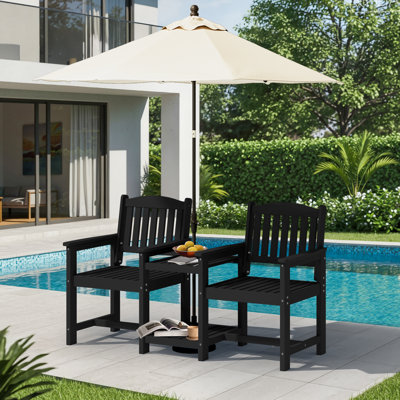 HDPE All-Weather Outdoor Adirondack Chair With Double-Layer Table by Ebern Designs