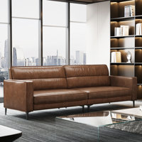 86.61 Inch Leather Sofa With Solid Wood Frame And Metal Legs by Astoria Grand