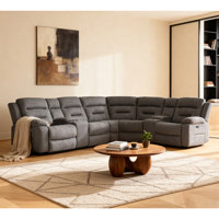 7-piece, 2 Power Recliners Suede Reclining Sectional by Latitude Run