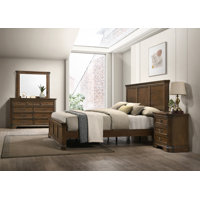 Maderne Traditional Wood Panel Bed With Dresser, Mirror, Two Nightstands by Alcott Hill