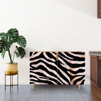 Sideboard Buffet Cabinet with Storage texture tiger zebra stripe jungle Tiger zebra with 2 Doors for Living Room and Kitchen