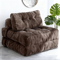 2-in-1 Corduroy Bean Bag Floor Sofa Bed,comfy Couch Chair With Back Support by George Oliver