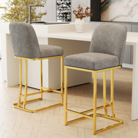 360° Swivel Bar Chairs (2), Grey+gold Classy Adornment, Comfortable Seating, Frame, For Bars, Restaurants, Kitchen Counters, Offices, Space Efficient by Mercer41