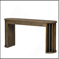 59-Inch Long Console Table,Oak Veneer Sofa Table,Curved And Straight Line Design,Behind The Couch, Farmhouse Entryway Table For Entrance, Hallway, Liv by Latitude Run