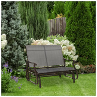 2-Person Outdoor Glider Bench,Patio Glider Loveseat Chair With Powder Coated Steel Frame,2 Seats Porch Rocking Glider For Backyard, Lawn, Garden And P