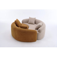LY-042 S-Curved Chenille Sectional Sofa: Dual-Depth, No Assembly, Compact For Small Spaces, 400 Lbs, 66.9" L