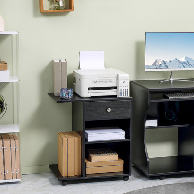 Printer Table With Adjustable Shelf And Generous Storage For Office Projectors Keyboards Rolling Desk Ample Furniture by Ebern Designs