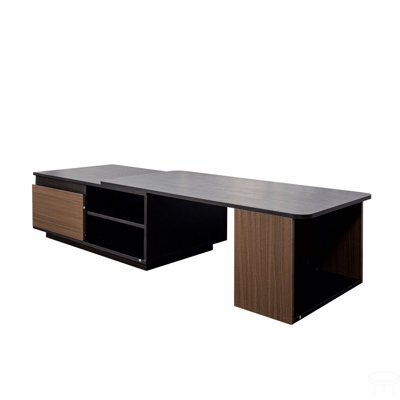 Extendable Coffee Table, Length Adjustable Wood Coffee Table With 2 Storage Drawers, Large Long Rectangular Center Table by Ivy Bronx