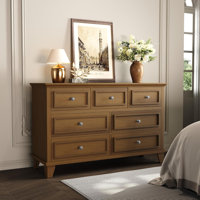 Brown Dresser For Bedroom, 7 Drawer Dresser, Wooden Chest Of Drawers With Deep Drawers, 47" Long Dressers TV Stand, Modern Dressers Organizer With Vin by House of Hampton