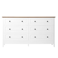 White Dresser For Bedroom, 6 Drawer Dresser With Wide Drawer And Metal Handles, White Dresser, Wood Dressers & Chests Of Drawers For Hallway, Entryway