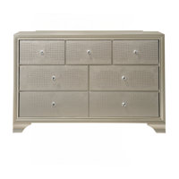 1Pc Modern Glam Style Champagne Finish Glam Seven Drawer Dresser Embossed Crocodile Pattern Wooden Bedroom Furniture