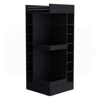 Natural Oak Corner Bar Cabinet With Wine Rack And Open Shelf by Red Barrel Studio