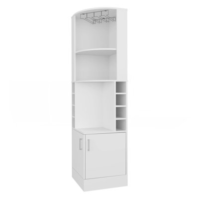White Corner Bar Cabinet With Wine Storage And Glass Rack by Ivy Bronx