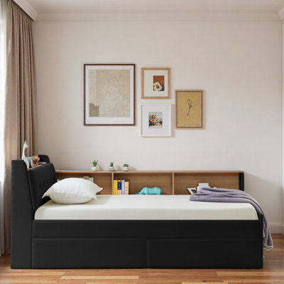 Multi-functional Daybed With Storage Headboard, Wireless Charging, 2 Storage Drawers And Led Lights by Latitude Run