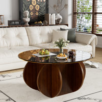 Round Coffee Table For Living Room, Mid Century Modern Center Table With Top, Small Circle Coffee Tables For Home, Office by Ebern Designs