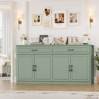 63"W Console Table With 2 Drawers, Wood Console Table With 2 Double Door Cabinets, Suitable For Kitchen, Dining Room, Living Room by Ebern Designs