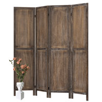 Room Divider Screen With Solid Wood Frame – 4/6 Panel Folding Privacy Screen, 360° Adjustable Panels, Handcrafted Decorative Partition For Bedroom, Li by Gracie Oaks
