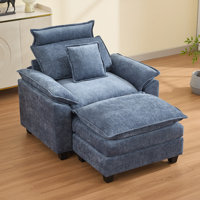 Kingsbridge 46" W Cloud Oversized Chenille Armchair with Ottoman by Ebern Designs
