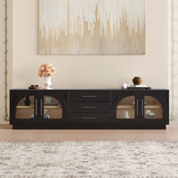 79" Arched Glass Doors Tv Stand With Storage And Shelves, Mid-century Modern Tv Cabinet Entertainment Center For Living Room, Console Table by Corrigan Studio
