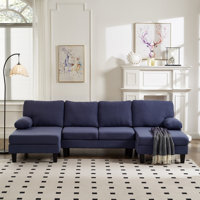 106.3" Sectional Sofa, U Shaped Couch With Removable Sofa Cover by Latitude Run